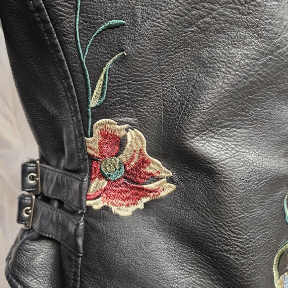 Faux Leather Jacket With Embroidery - Picture 5 of 16